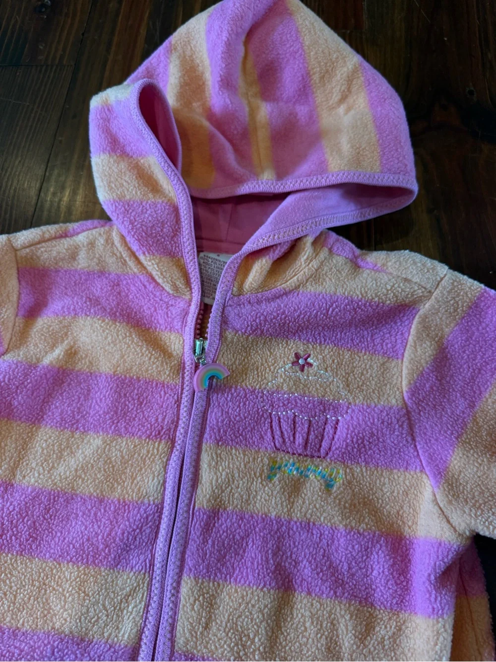 Gymboree Girls' Hooded Zip Jacket in Pink & Peach Stripes